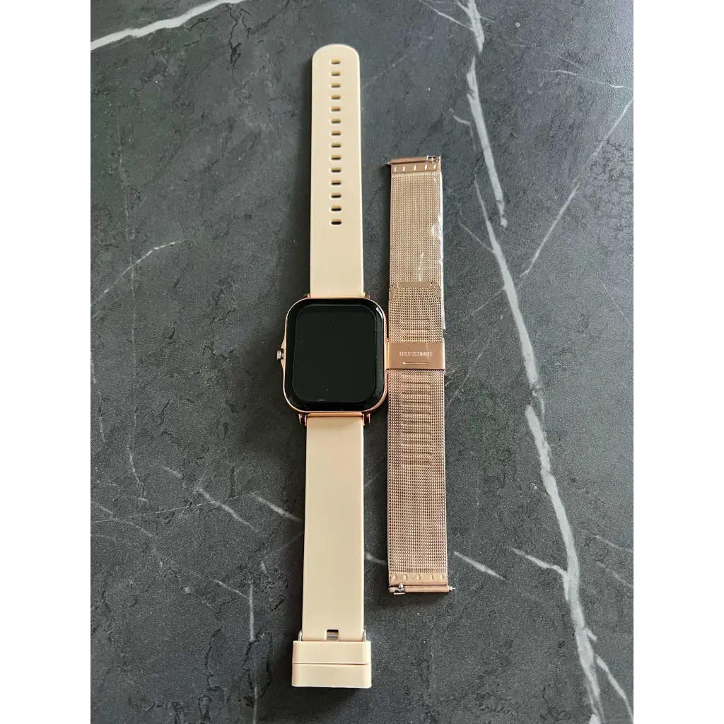 smartwatch dames goud - siliconen + RVS bandje